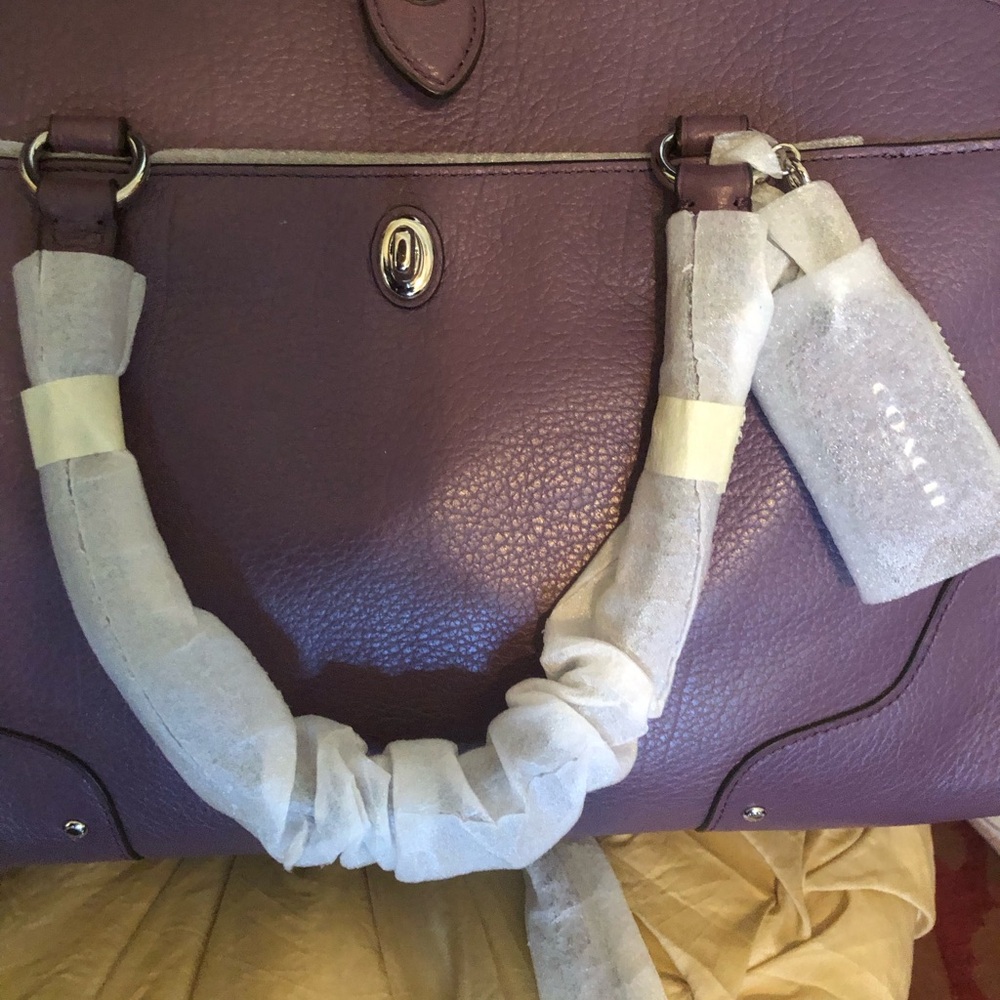 Coach Purple Leather Tote Bag - Picture 5 of 11